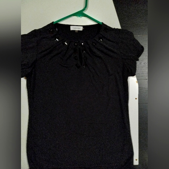 Black Calvin Klein Blouse with beaded detail Size S - Picture 2 of 5